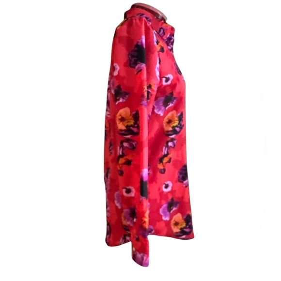 NWT Banana Republic Dillon blouse, long sleeve button up, vibrant, poppy pattern - Picture 3 of 7